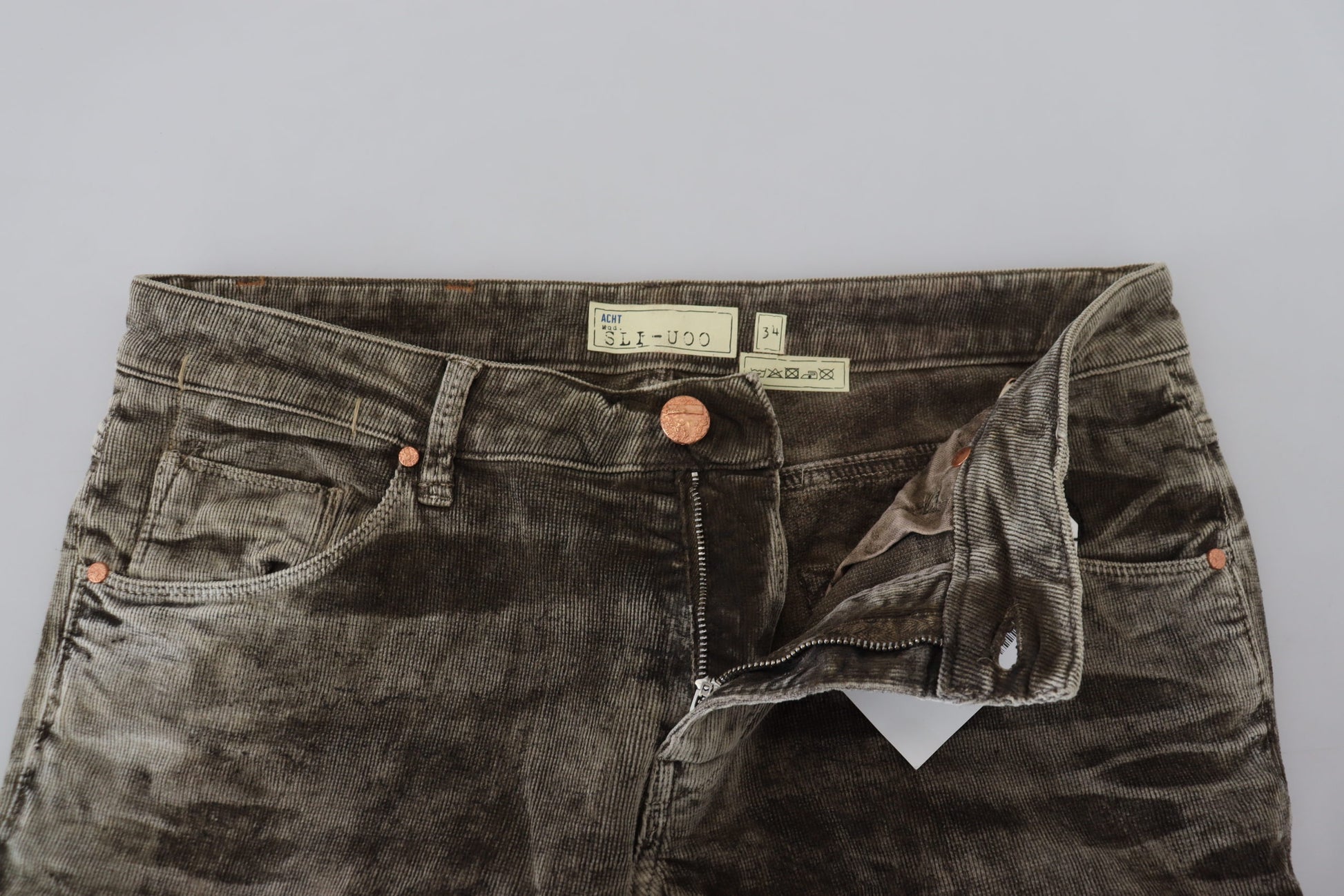 Pair of brown velvet jeans with tags
