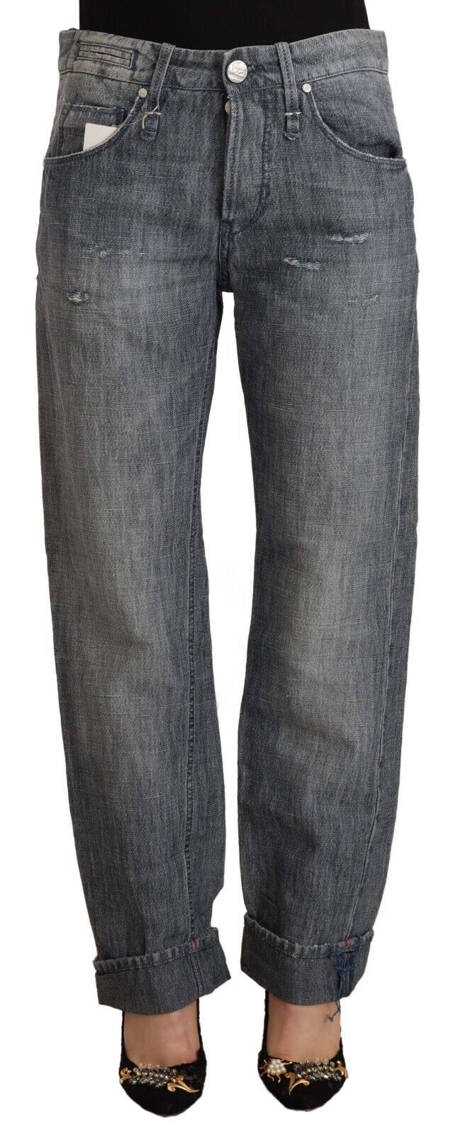 Pair of blue denim jeans on a mannequin