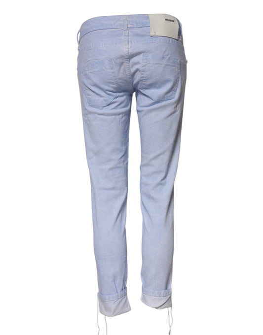 Pair of blue jeans on a hanger