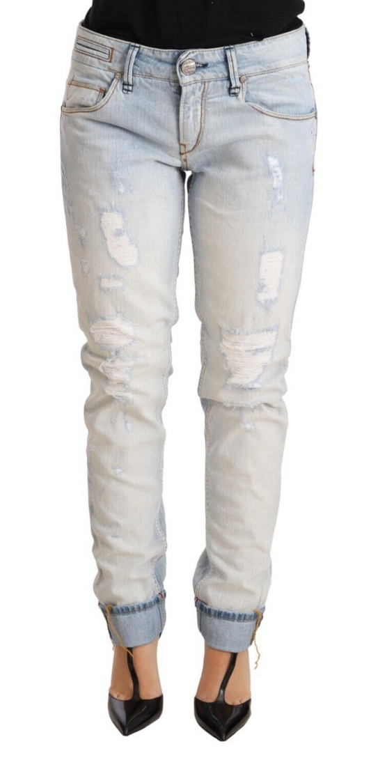 Pair of distressed jeans on a mannequin
