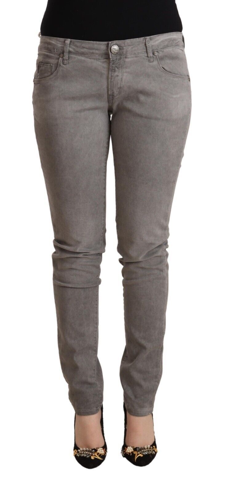 Pair of women's jeans in a light gray color