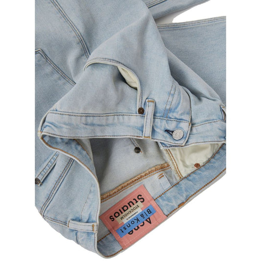 Blue denim jeans on display