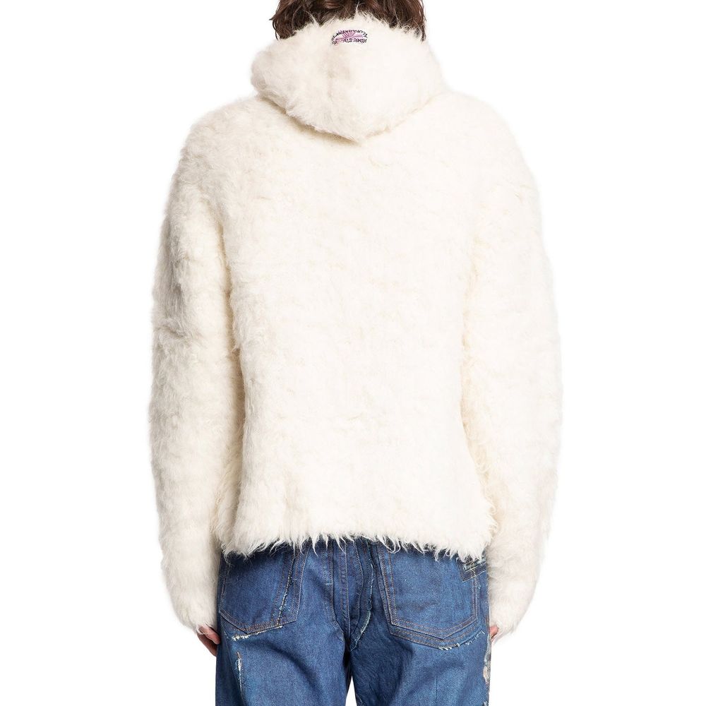 Furry hooded jacket worn by a person