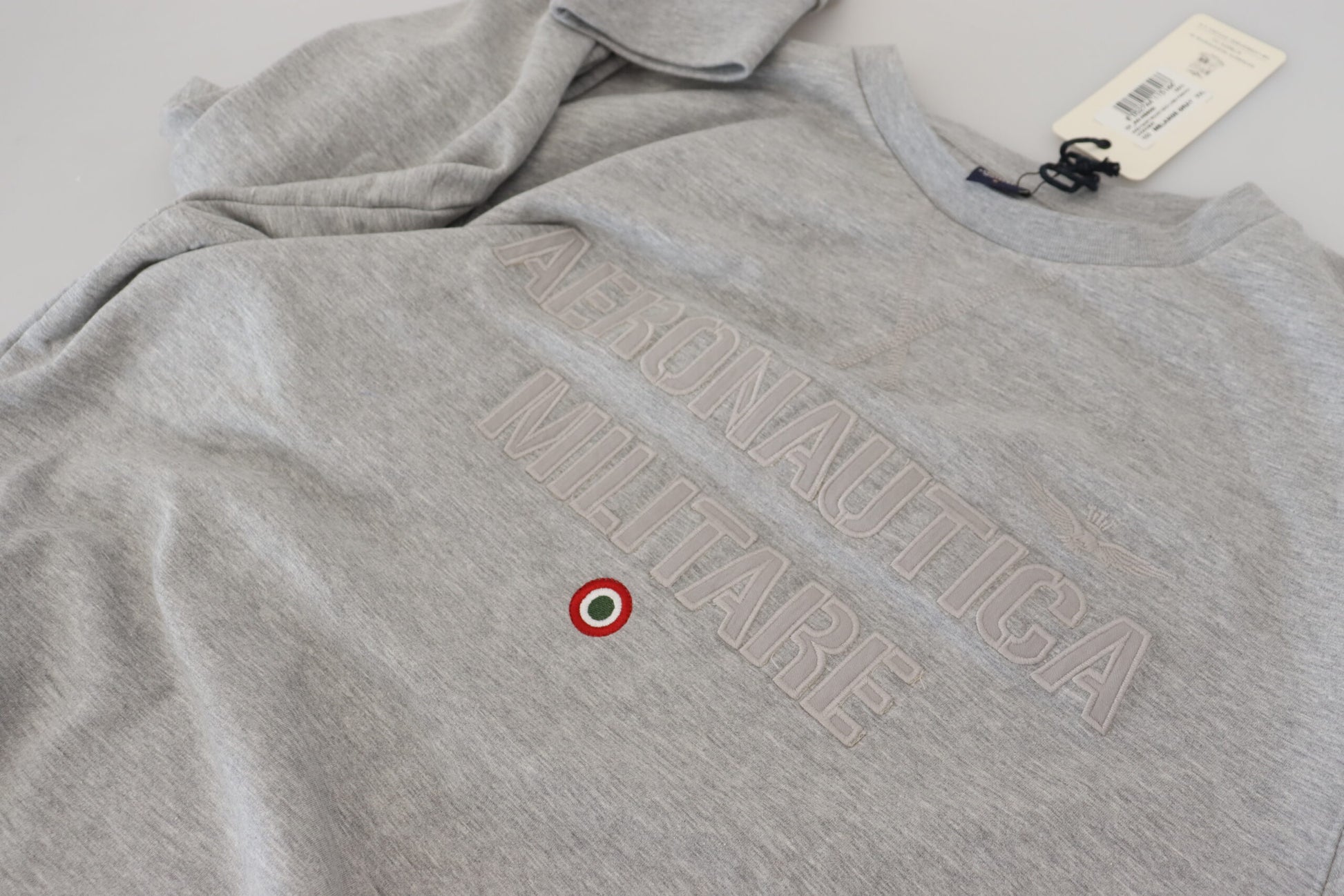 Grey military style t-shirt with embroidered insignia