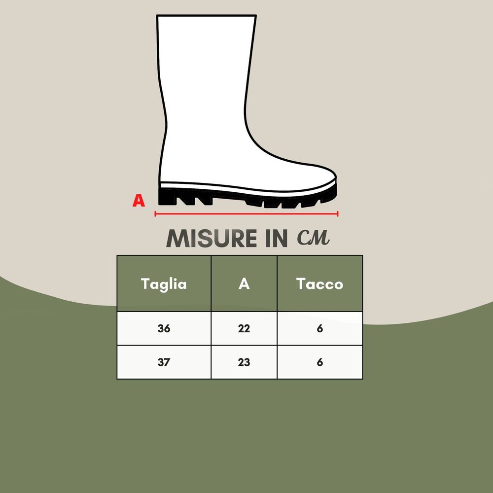 Boot with a label indicating size and type