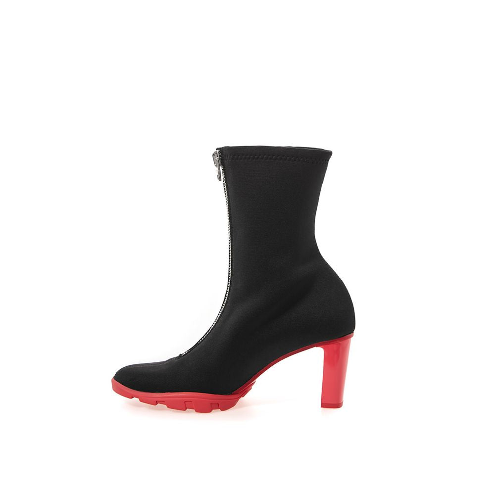 Black boot with red heel