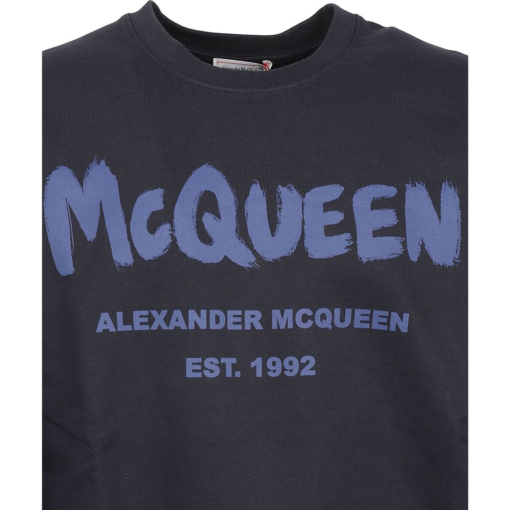 Navy blue sweatshirt with white lettering