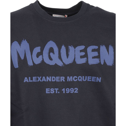 Navy blue sweatshirt with white lettering