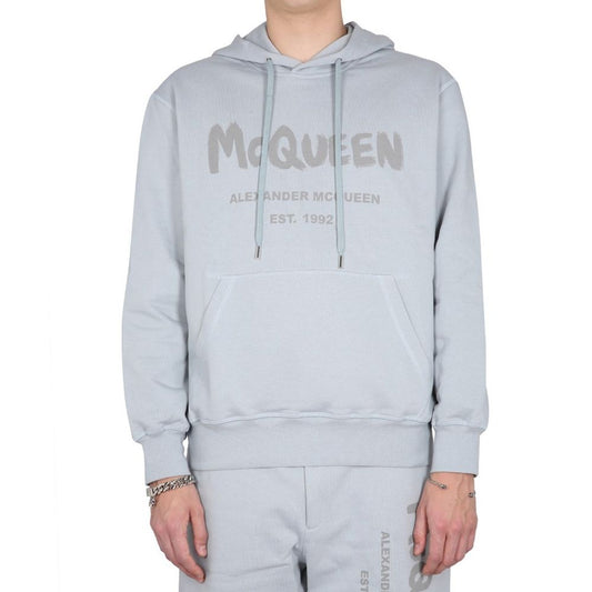 Grey hoodie with white lettering