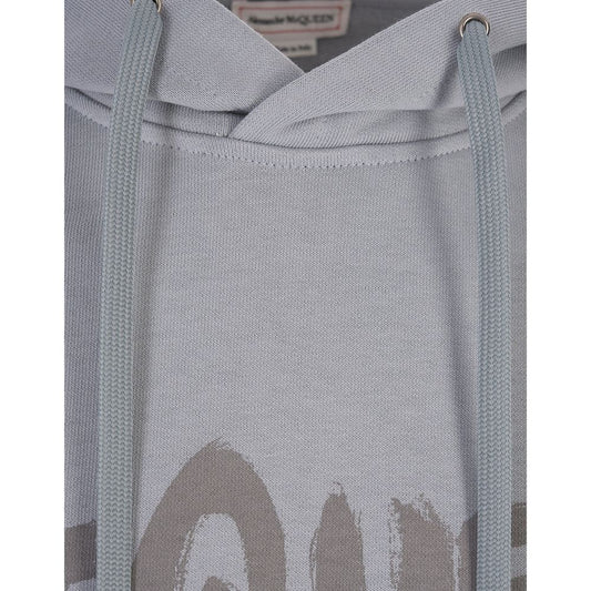 Grey hoodie with white lettering on front