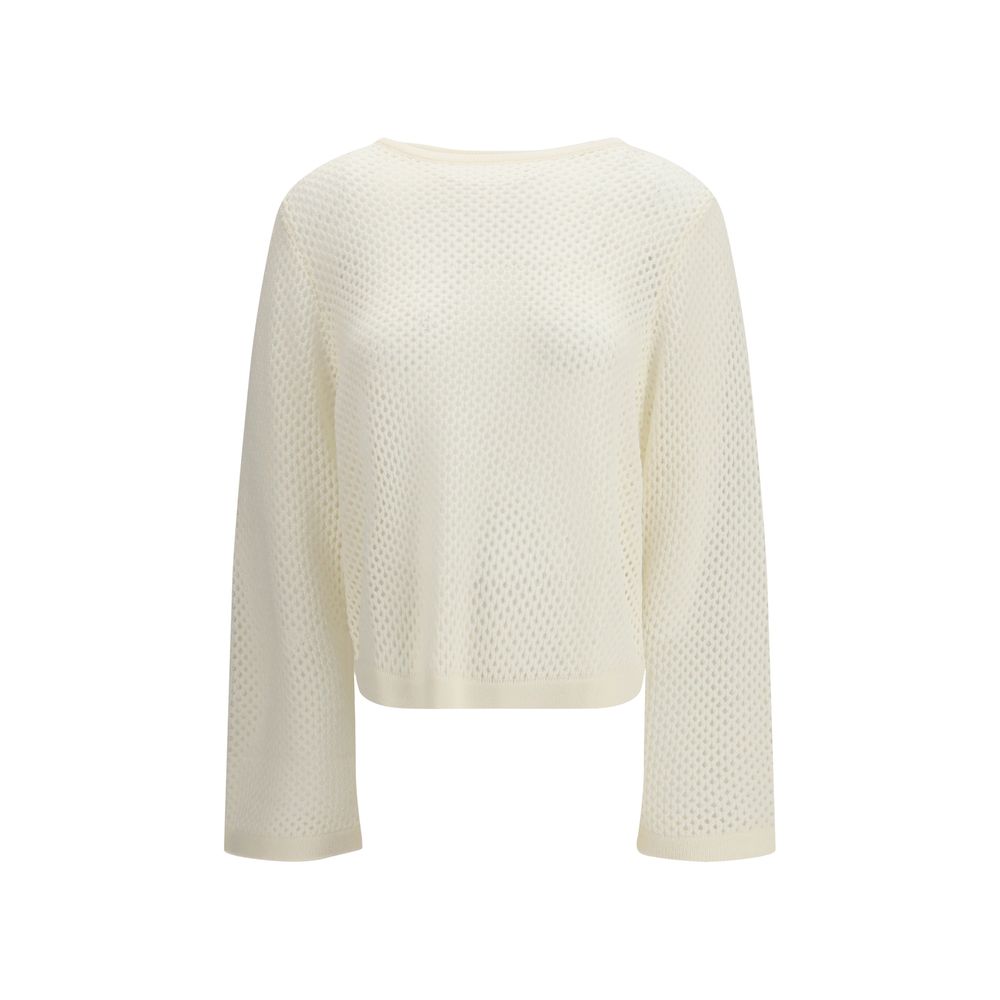 Long sleeve knit top in beige color