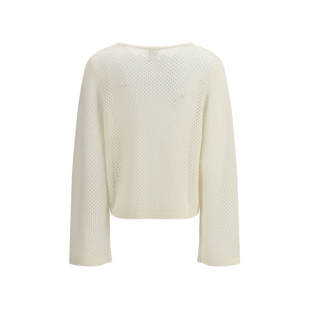 Knitted cropped sweater in beige color