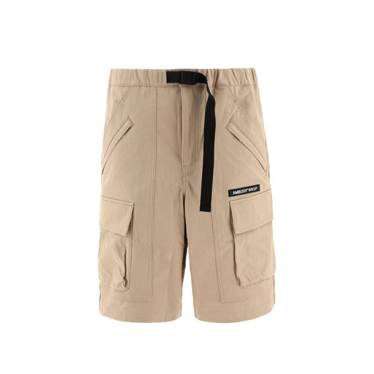 Tan cargo shorts with pockets on sides