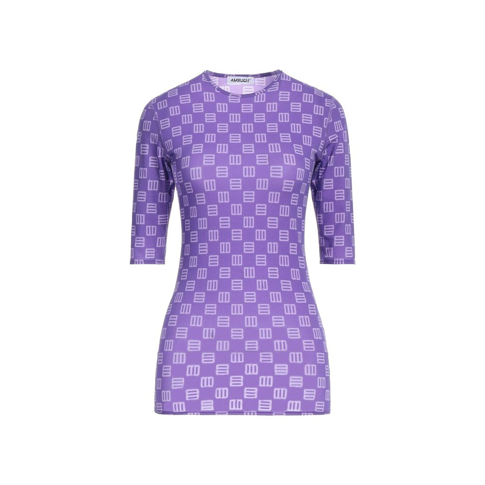 Purple long sleeve shirt with a patterned design