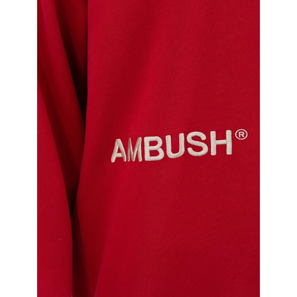 Red jacket with white ambush logo on front