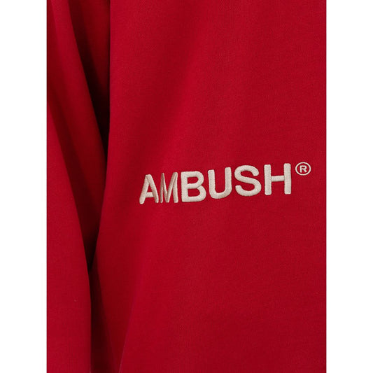 Red jacket with white ambush logo on front