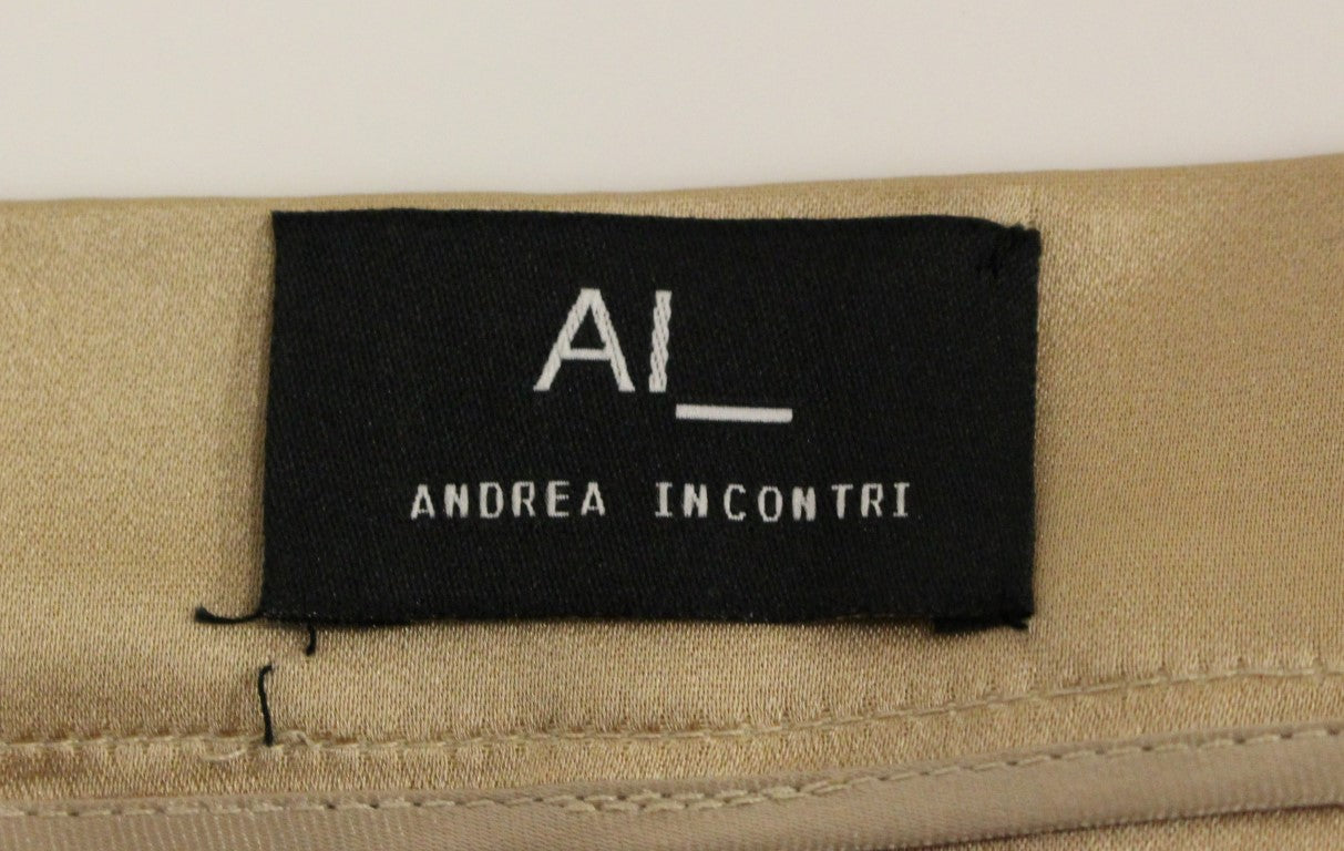 Black label on tan fabric with white lettering