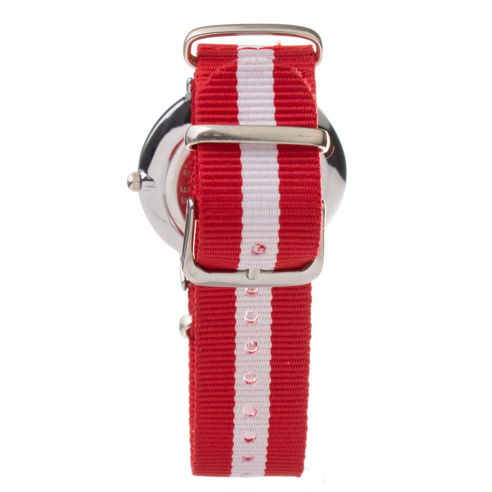 Red and white watch with a textured band