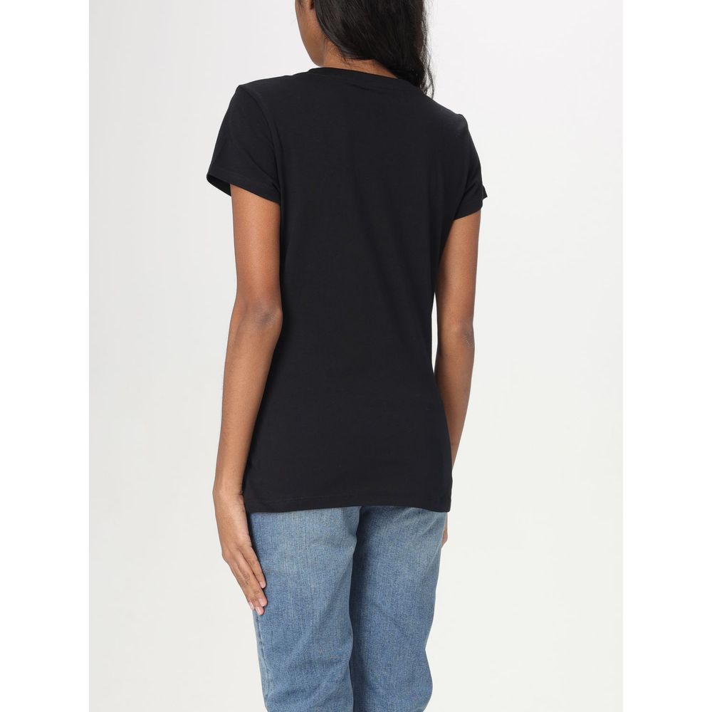 A black cotton t-shirt with short sleeves