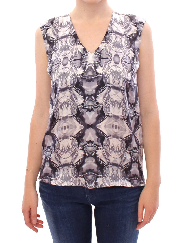 V-neck top with abstract pattern