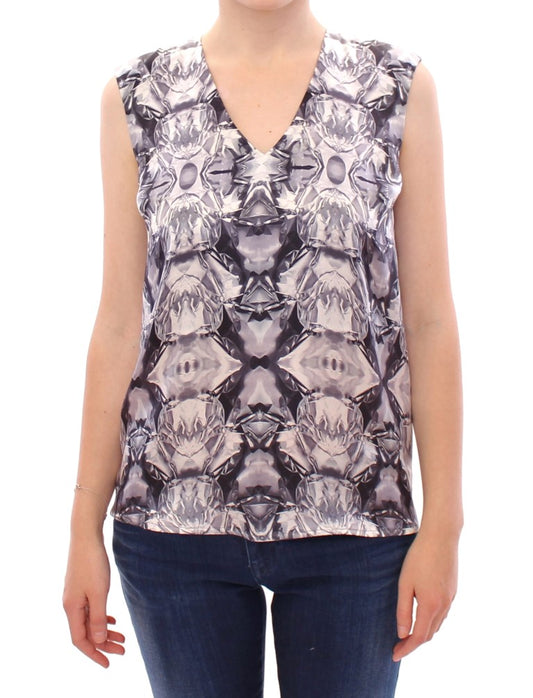 V-neck top with abstract pattern