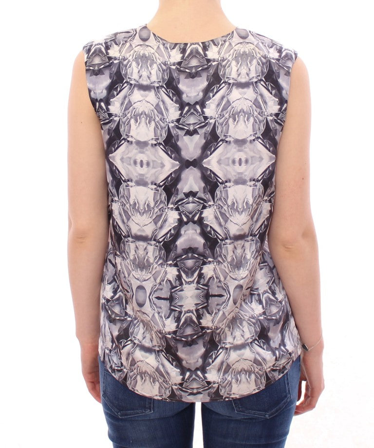 Black and white patterned sleeveless top