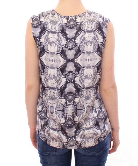 Black and white patterned sleeveless top