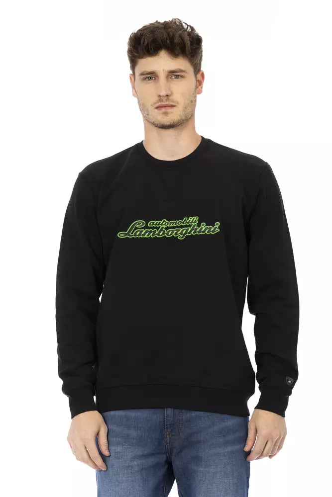 Black long sleeve shirt with green lettering