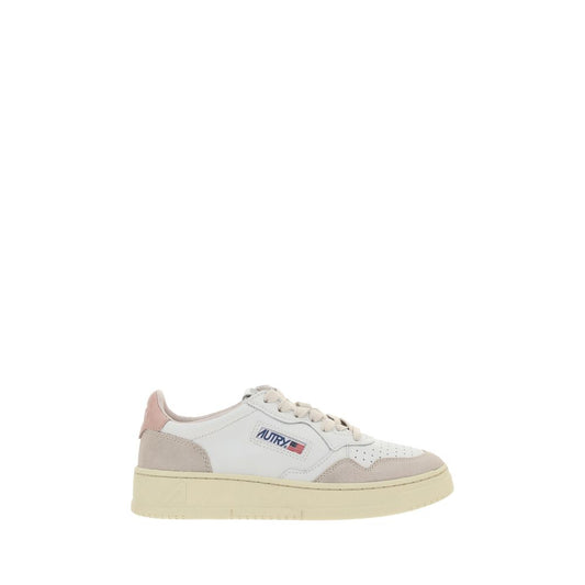 Pink and white sneaker with laces