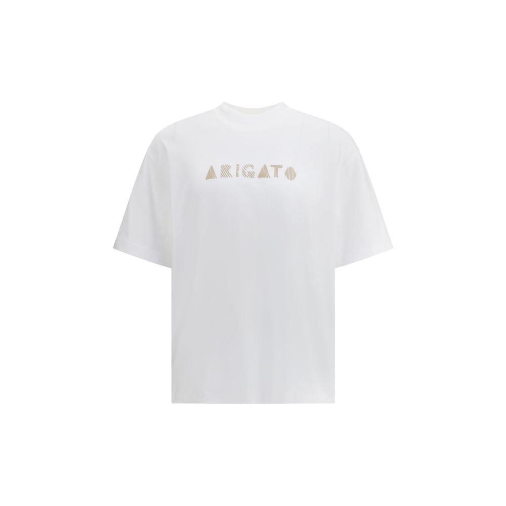 White t-shirt with gold lettering