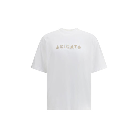White t-shirt with gold lettering