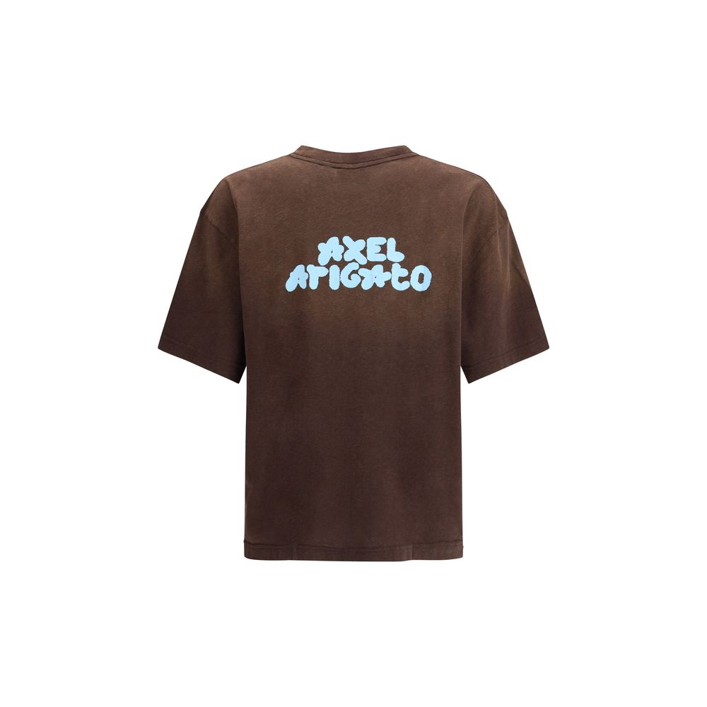 Brown t-shirt with blue writing on back