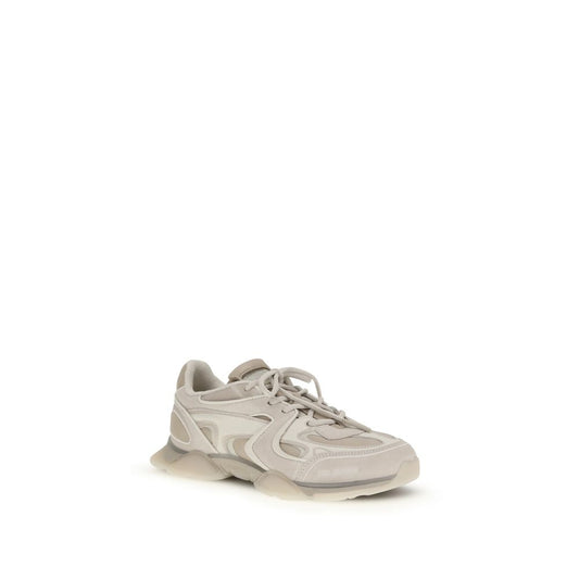 A pair of white calf leather chunky sneakers with a lace-up design