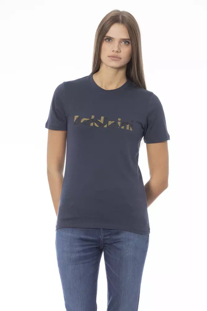 Navy blue t-shirt with gold lettering