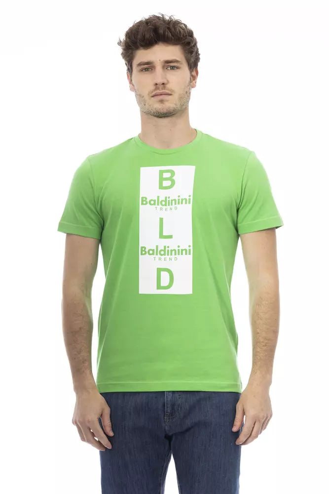 Green t-shirt with white lettering