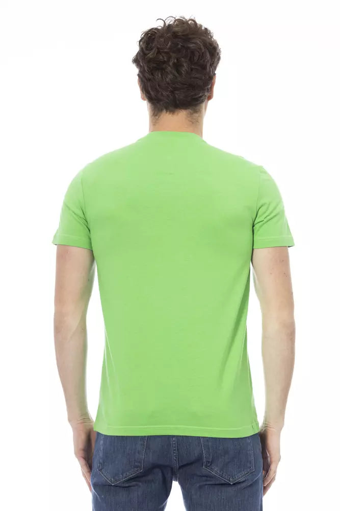 Green short sleeve t-shirt on a mannequin