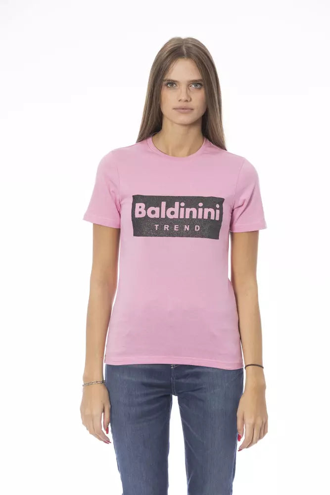 Pink t-shirt with white lettering