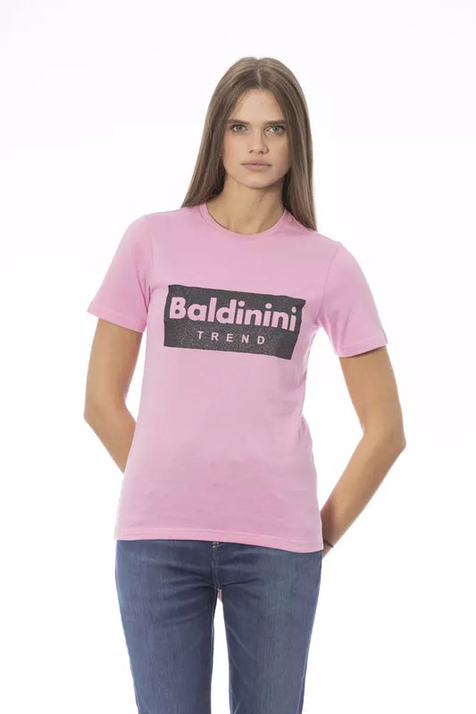 Pink t-shirt with white lettering