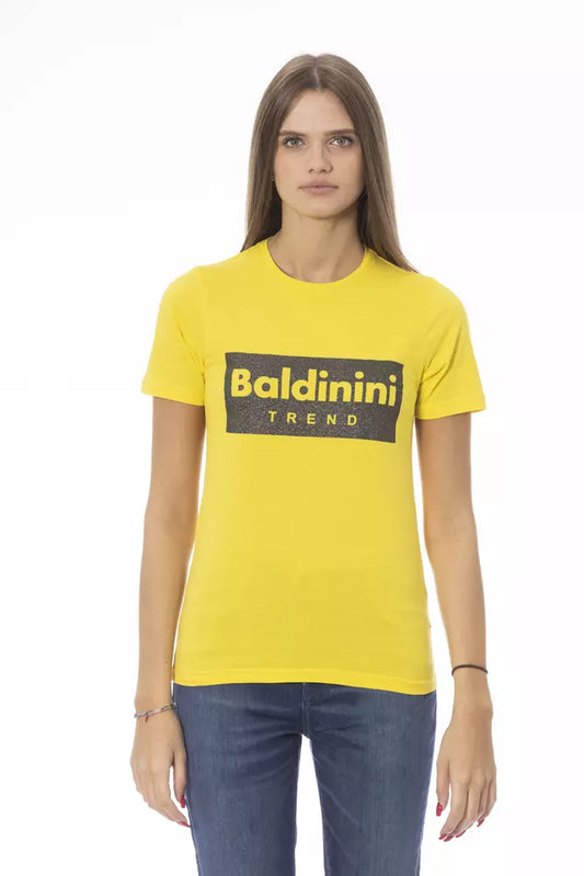 Yellow t-shirt with black lettering