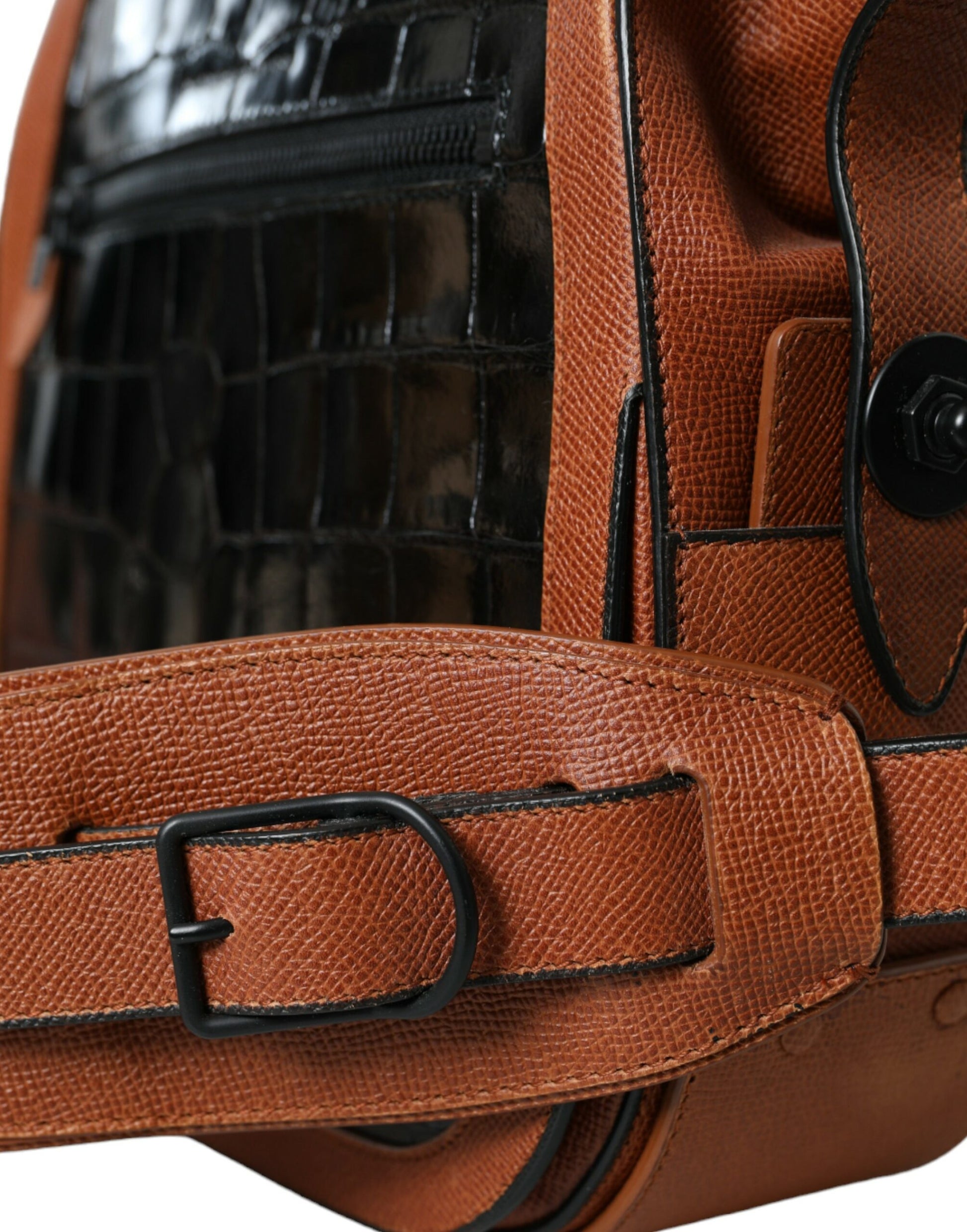 Brown leather backpack strap