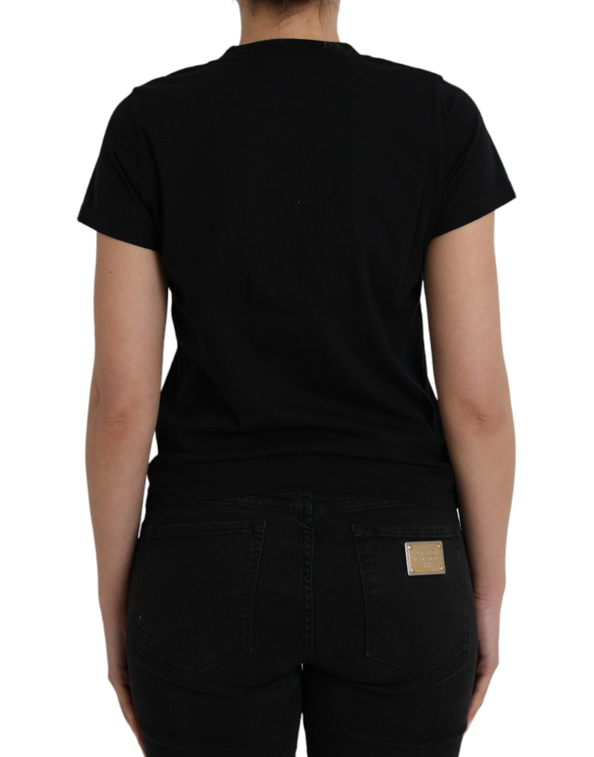 Black t-shirt on a person