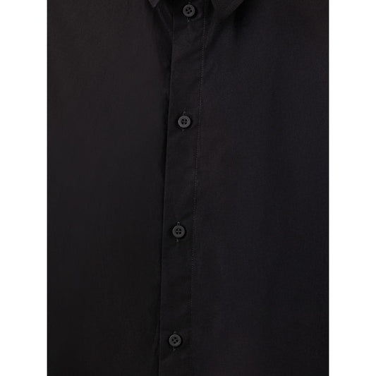 A black cotton long dress with buttons down front