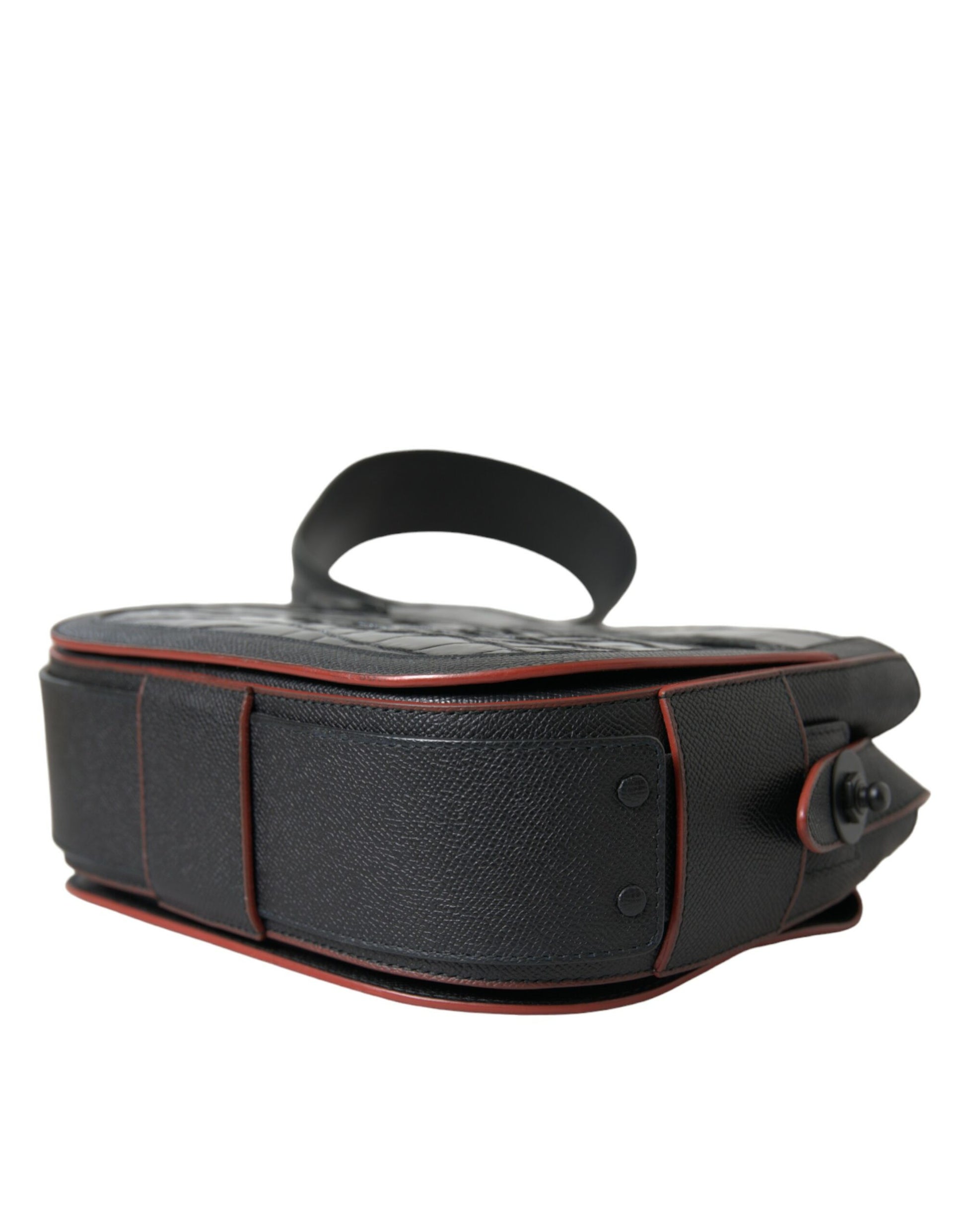 Black and red leather case with handle