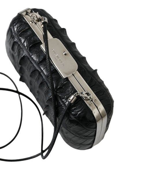 Black leather wallet with silver buckle