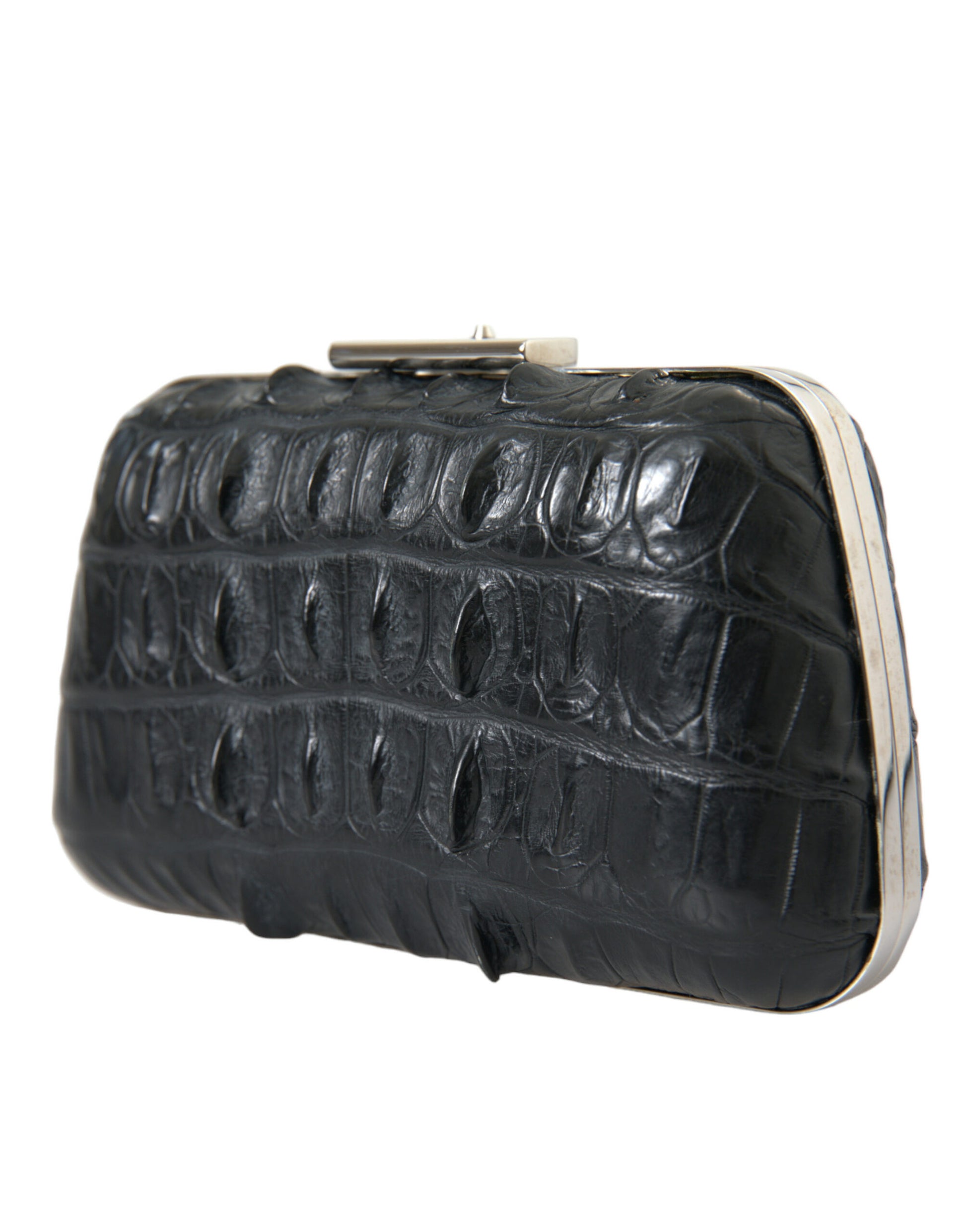 Black crocodile skin clutch purse