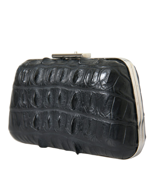 Black crocodile skin clutch purse