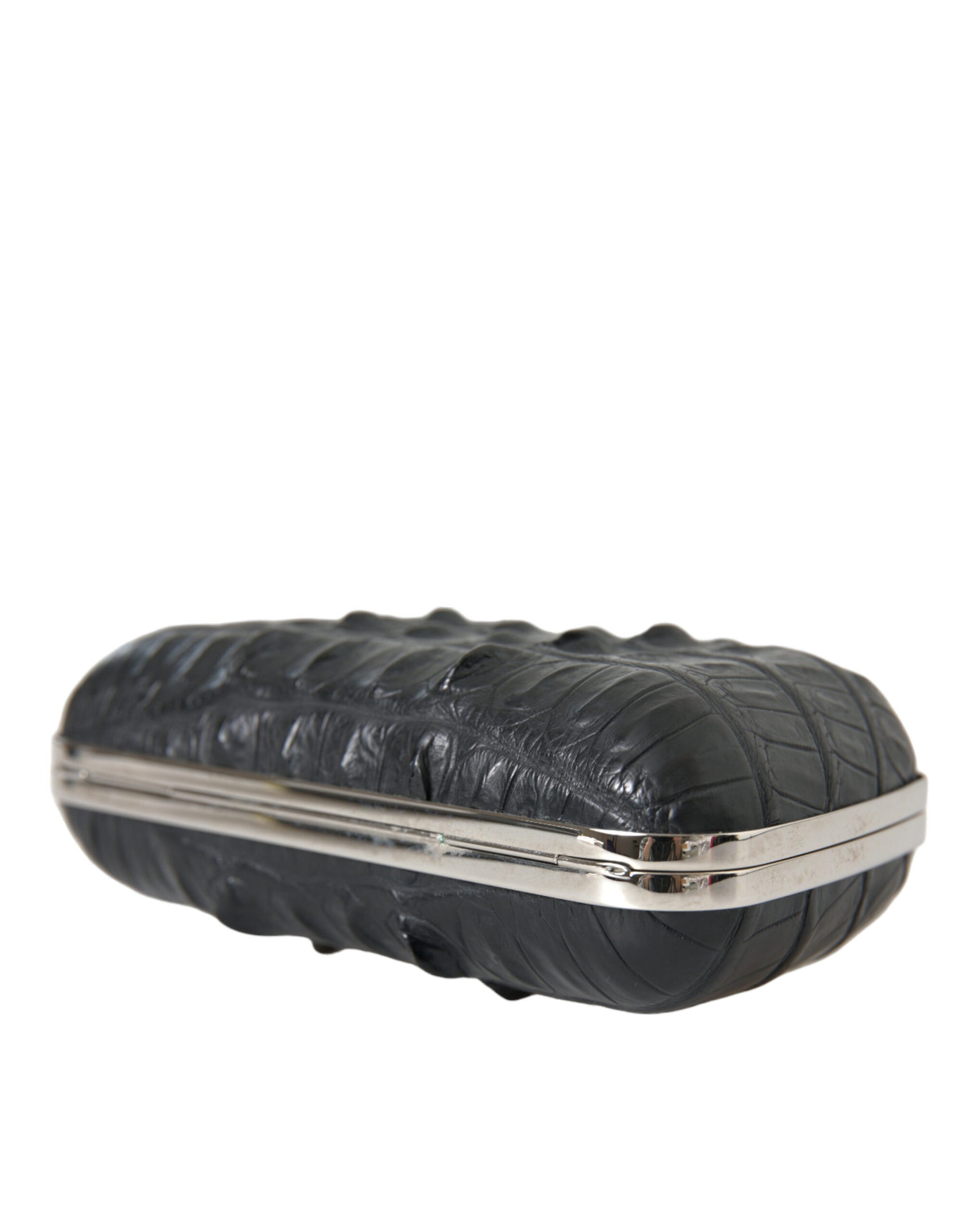 Black leather wallet with silver zipper