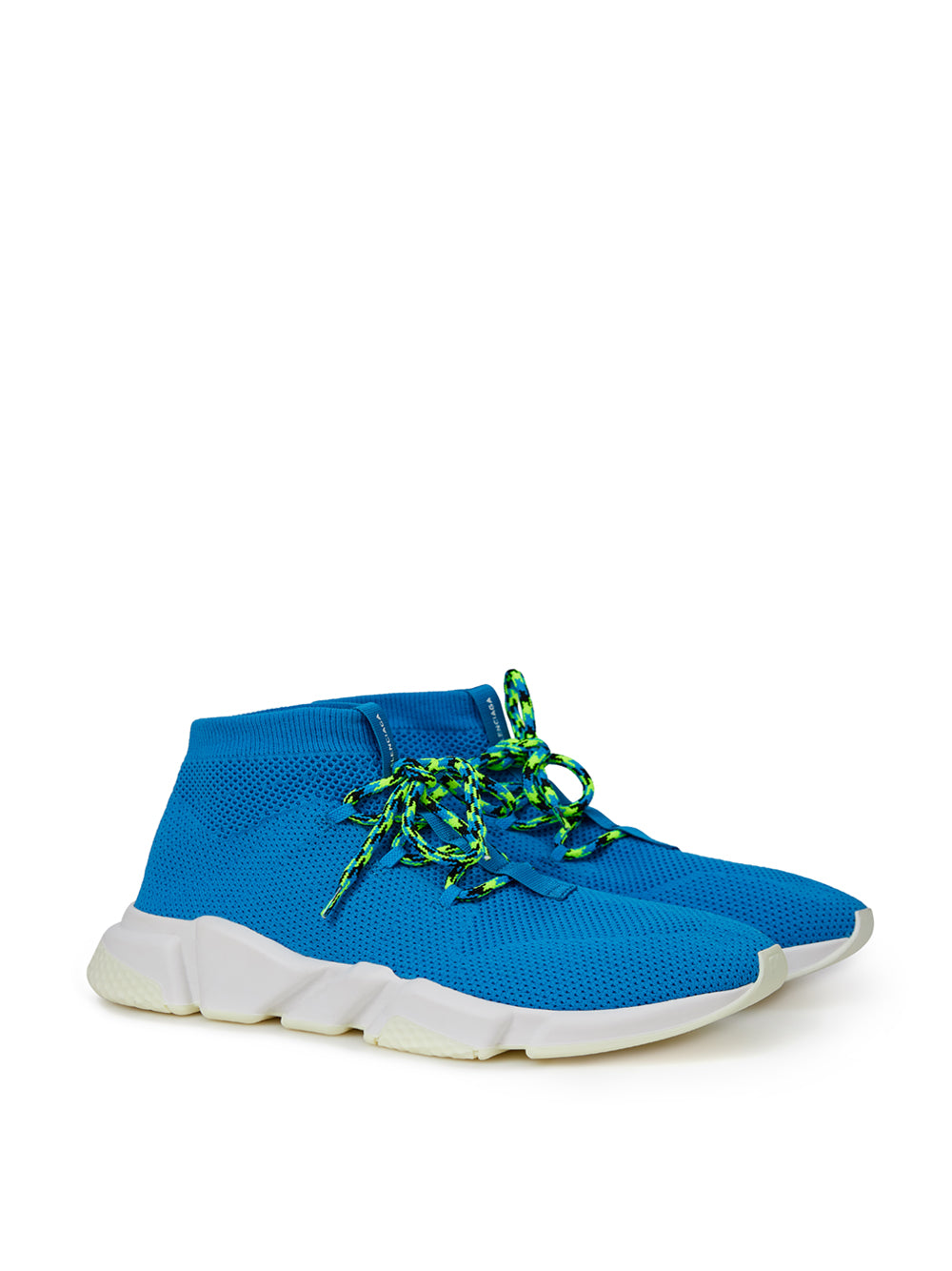Blue and white sneaker with laces