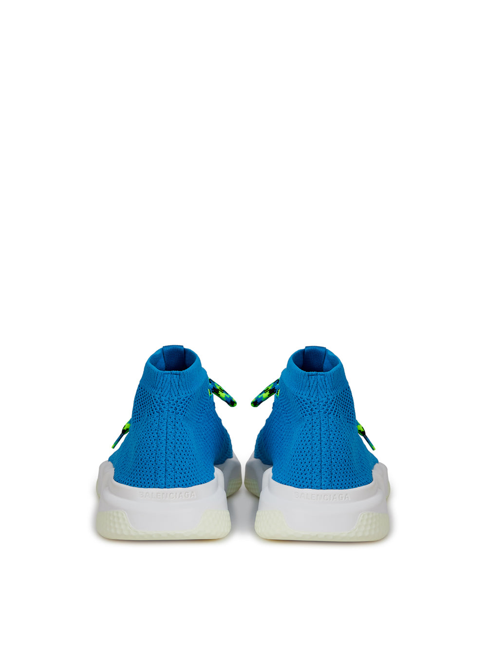 Blue and white sneakers with laces