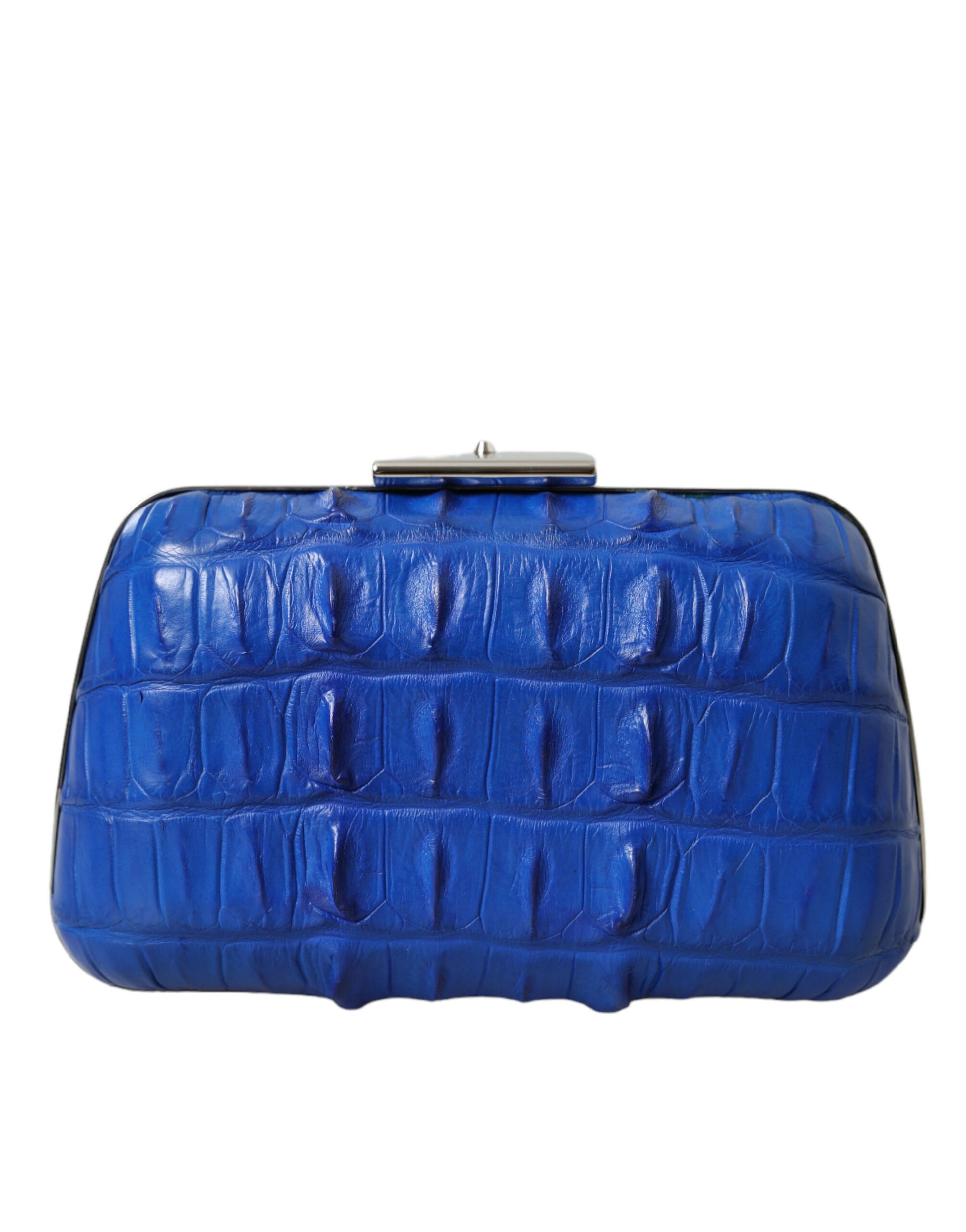 Blue clutch purse with embossed texture